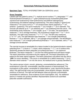 TOTAL HYSTERECTOMY (For CERVICAL Tumor) Gross Template