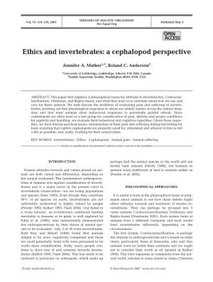Ethics and Invertebrates: a Cephalopod Perspective