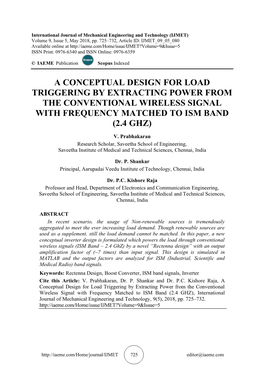 A Conceptual Design for Load Triggering by Extracting Power from the Conventional Wireless Signal with Frequency Matched to Ism Band (2.4 Ghz)