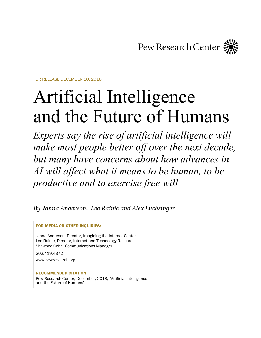 Artificial Intelligence and the Future of Humans