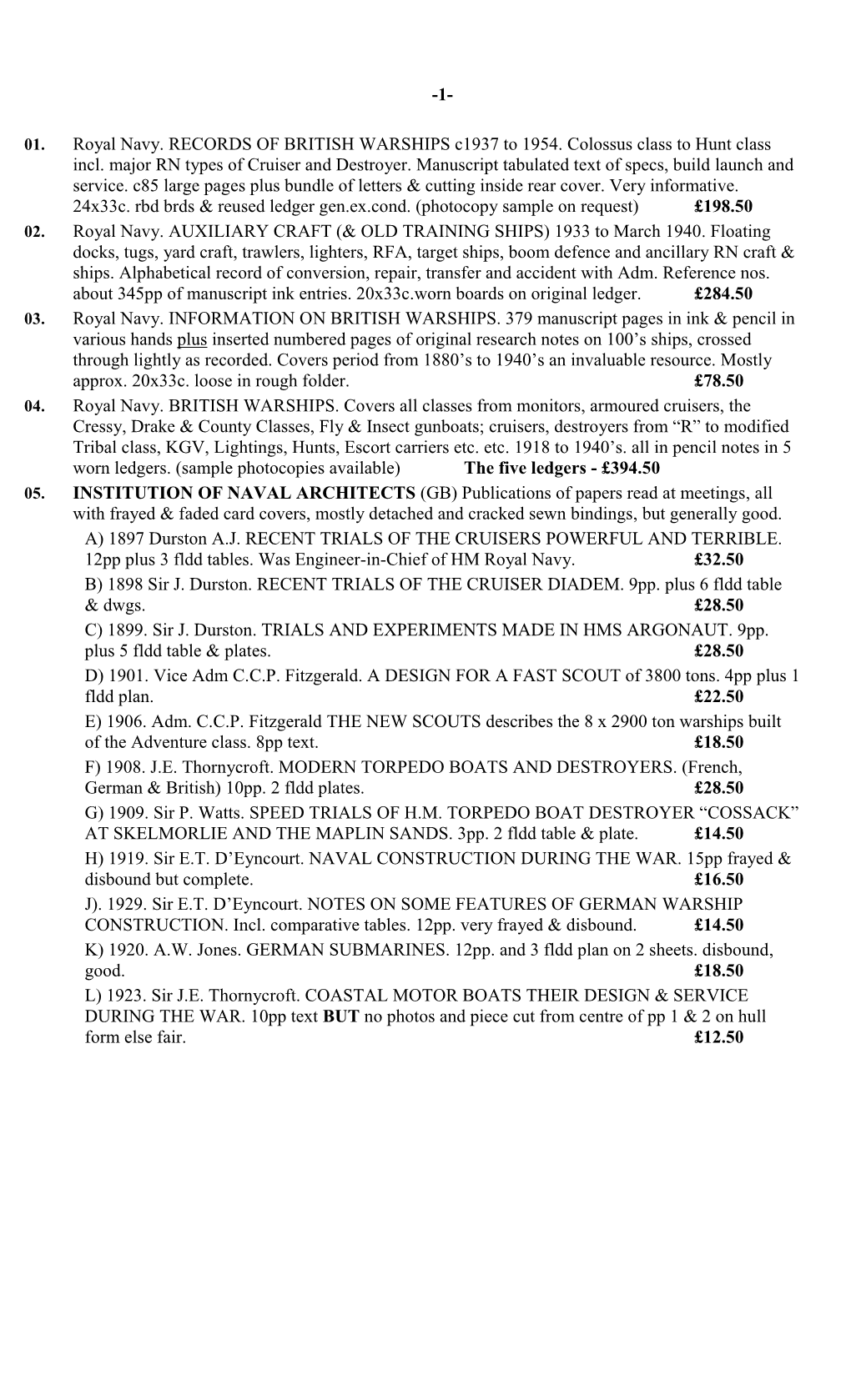 1- Royal Navy. RECORDS of BRITISH WARSHIPS C1937 to 1954