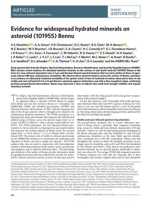 Evidence for Widespread Hydrated Minerals on Asteroid (101955) Bennu