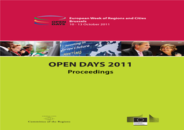 OPEN DAYS 2011 - 9Th European Week of Regions and Cities’ Between 10 and 13 October in Brussels