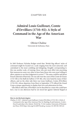 Admiral Louis Guillouet, Comte D'orvilliers (1710–92): a Style of Command in the Age of the American