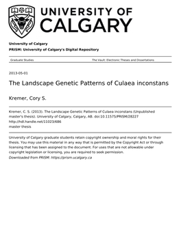 The Landscape Genetic Patterns of Culaea Inconstans