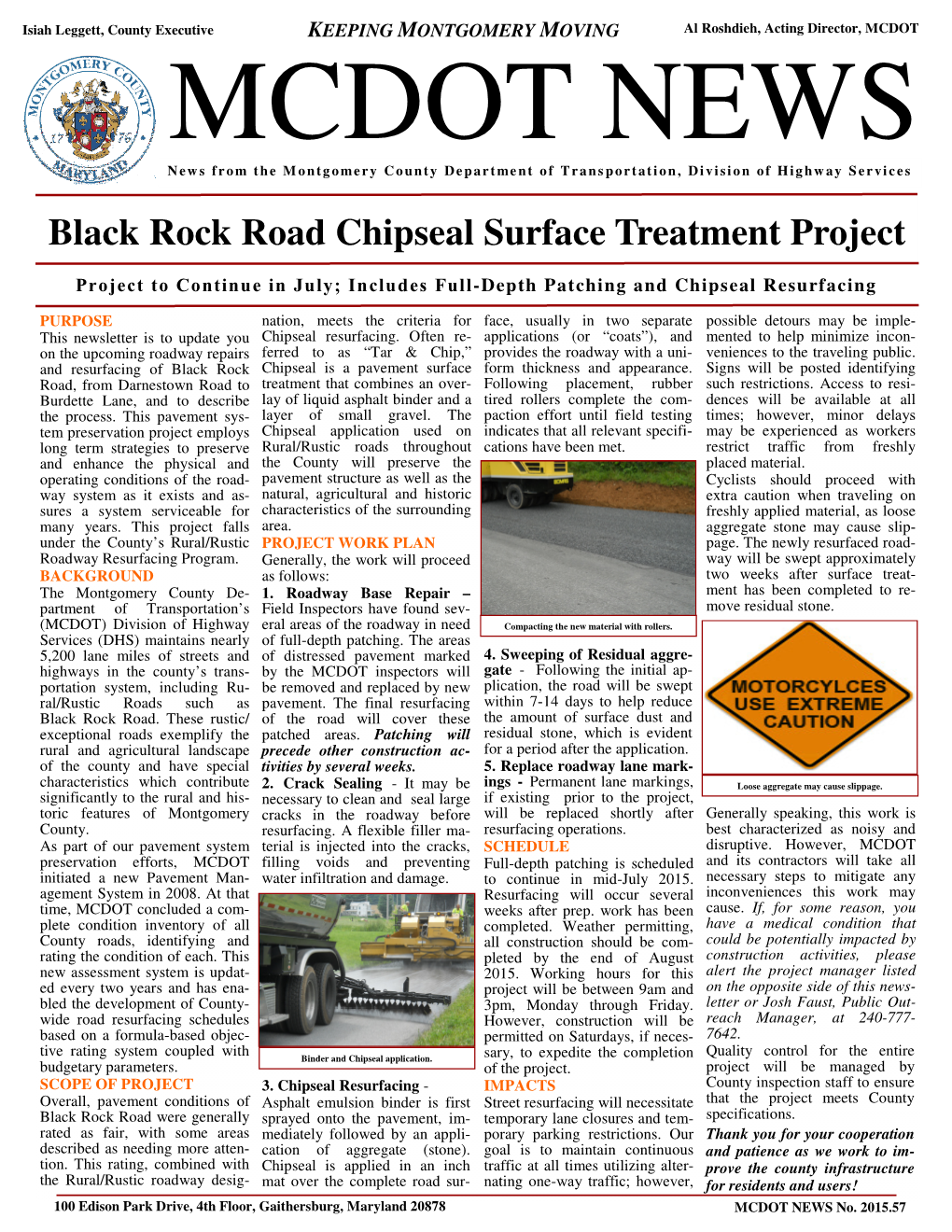 Black Rock Road Chipseal Surface Treatment Project