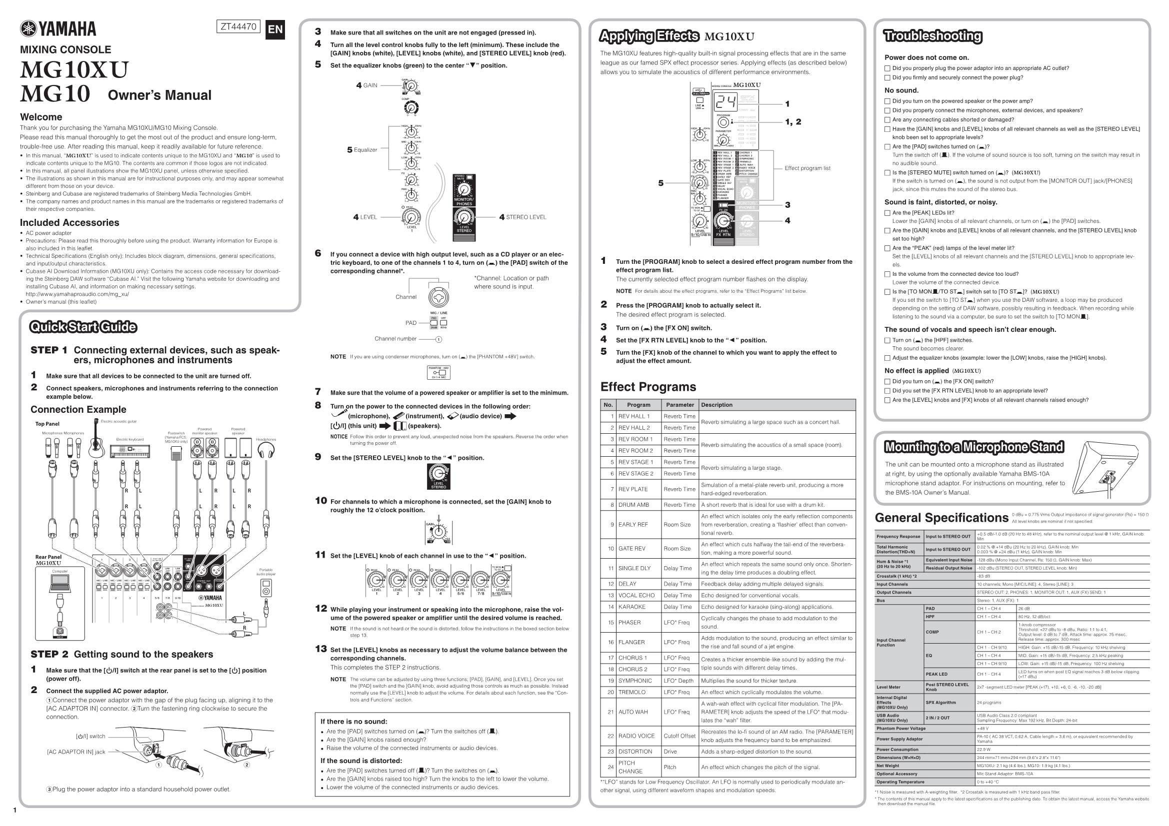 MG10XU/MG10 Owner's Manual
