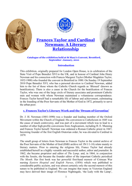 Frances Taylor and Cardinal Newman: a Literary Relationship