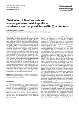 Distribution of T-Cell Subsets and Immunoglobulin-Containing Cells in Nasal-Associated Lymphoid Tissue (NALT) of Chickens