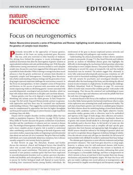 FOCUS on NEUROGENOMICS Editorial