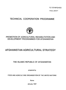 Afghanistan Agricultural Strategy
