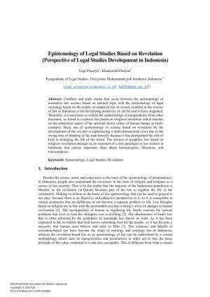 Epistemology of Legal Studies Based on Revelation (Perspective of Legal Studies Development in Indonesia)