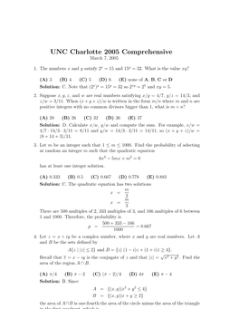 UNC Charlotte 2005 Comprehensive March 7, 2005