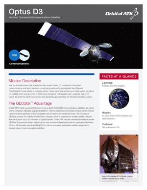 Optus D3 Ku-Band Commercial Communications Satellite