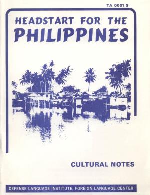 Headstart for the Philippines Cultural Notes