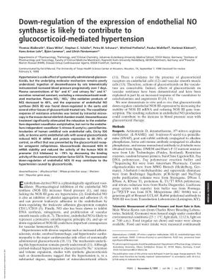 Down-Regulation of the Expression of Endothelial NO Synthase Is Likely to Contribute to Glucocorticoid-Mediated Hypertension