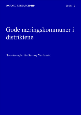 Gode Næringskommuner I Distriktene