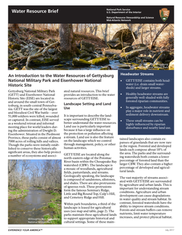 An Introduction to the Water Resources of Gettysburg National