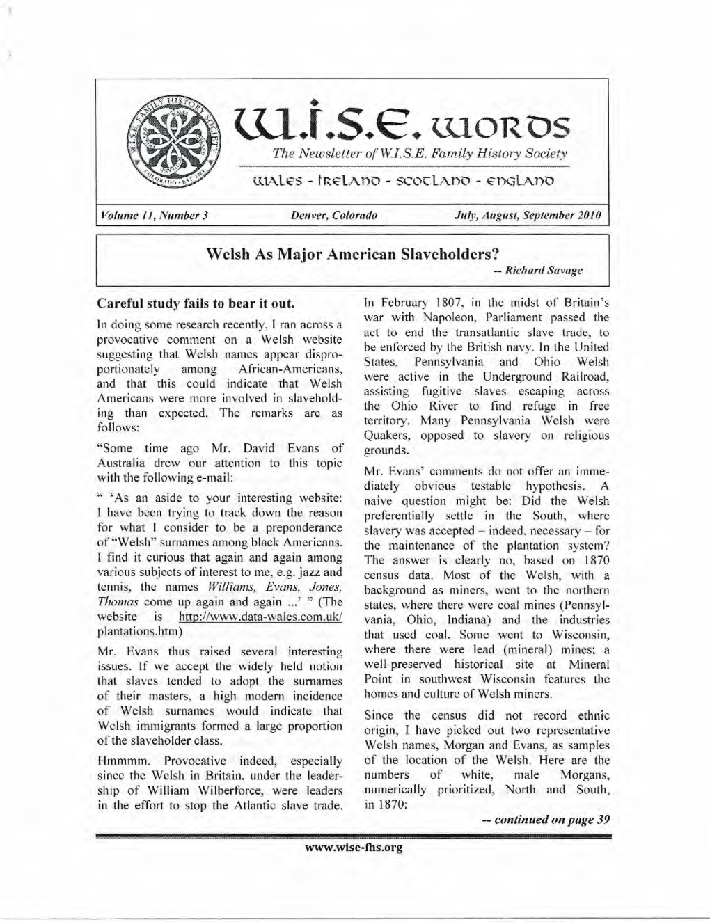 E.S.C. “Aortas the Newsletter of W.I.S.E