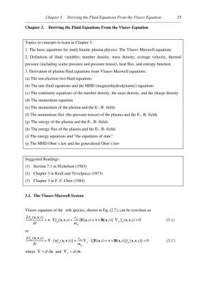 Chapter 3. Deriving the Fluid Equations from the Vlasov Equation 25