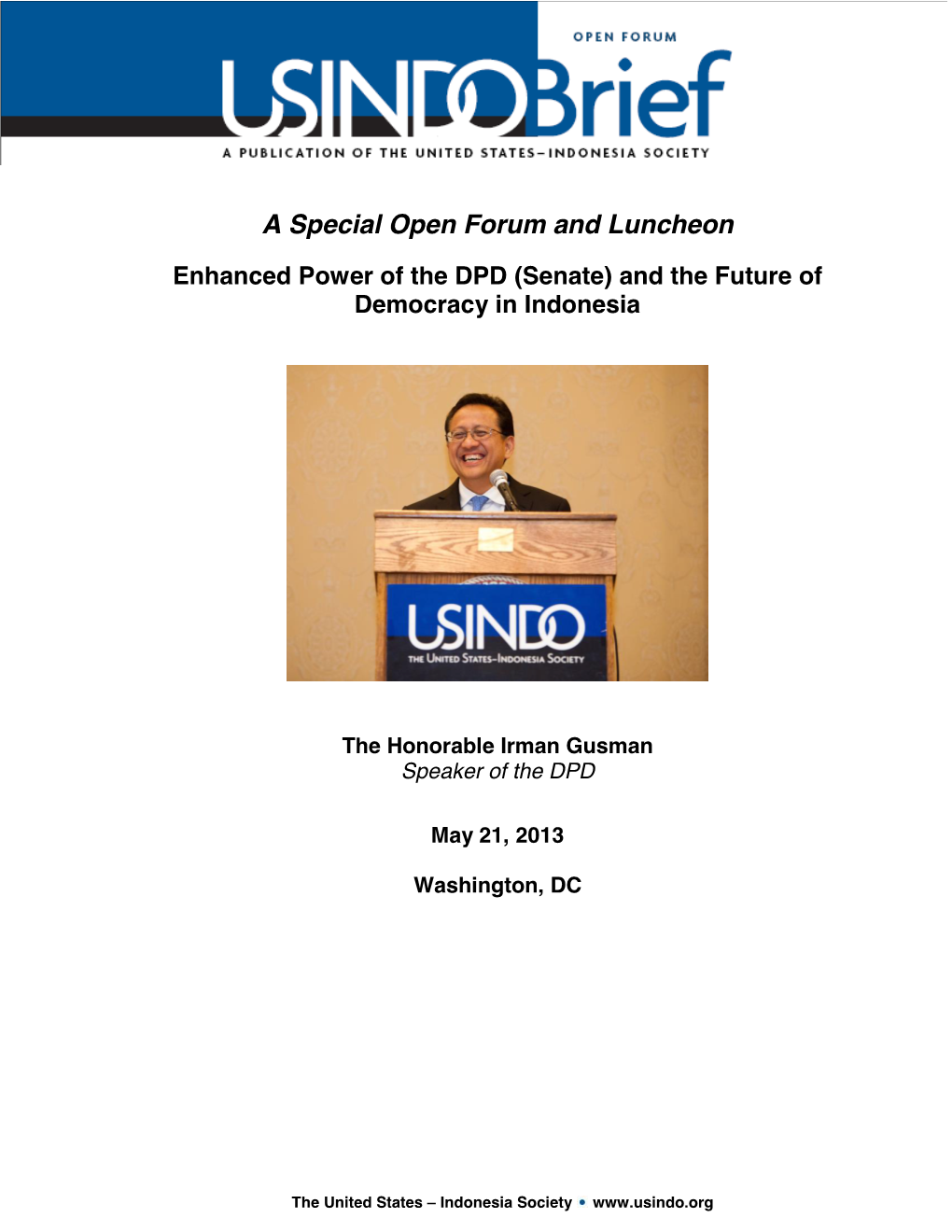 A Special Open Forum and Luncheon