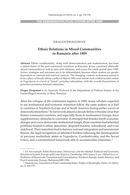 Ethnic Relations in Mixed Communities in Romania After 1989