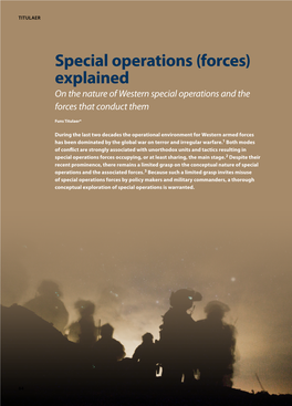 Special Operations (Forces) Explained on the Nature of Western Special Operations and the Forces That Conduct Them