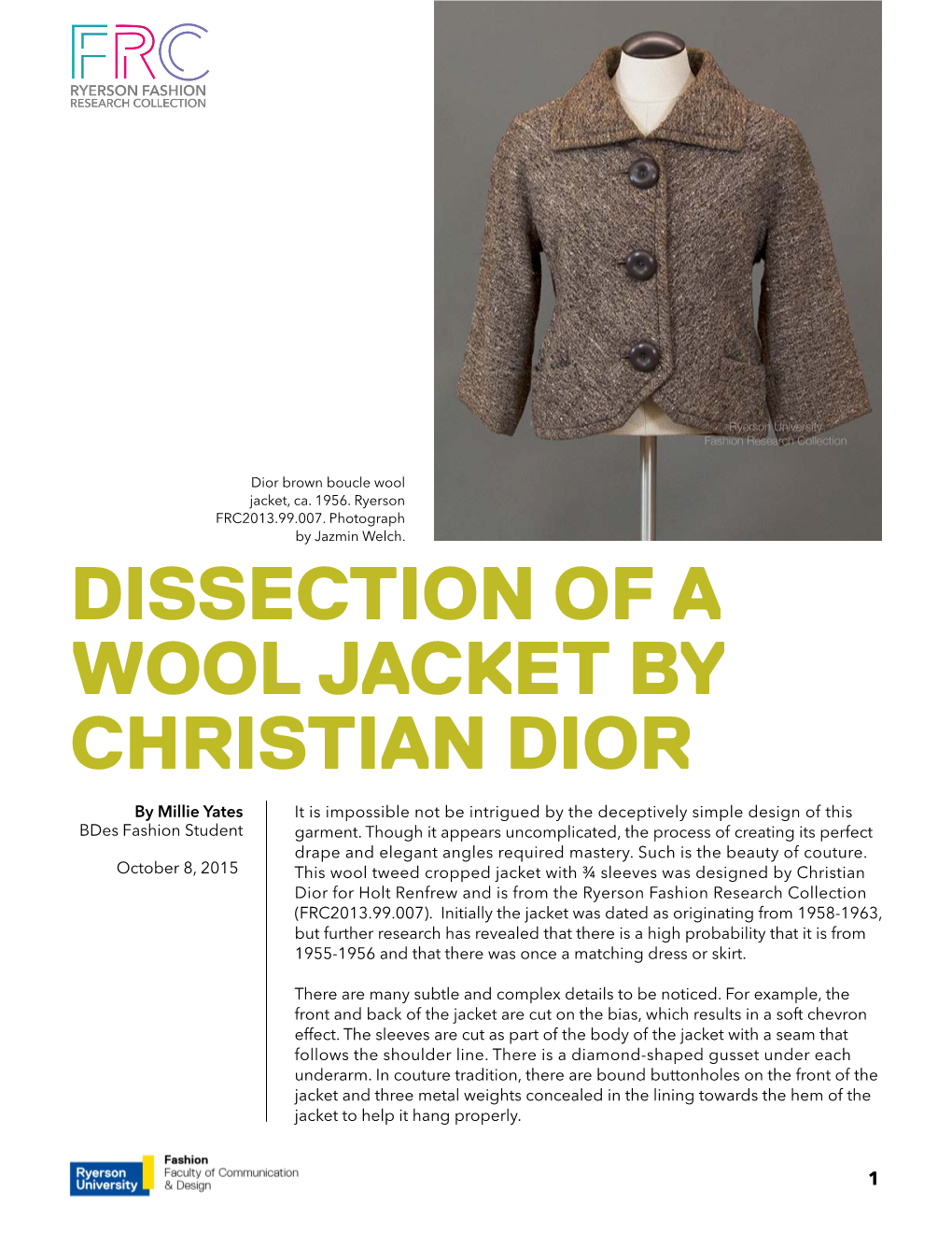 Dissection of a Wool Jacket by Christian Dior