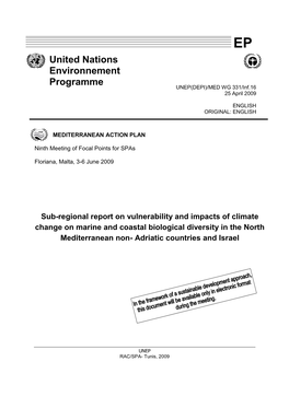 Sub-Regional Report on Vulnerability and Impacts of Climate Change on Marine and Coastal Biological Diversity