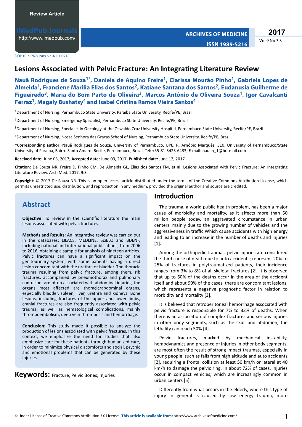 Lesions Associated with Pelvic Fracture