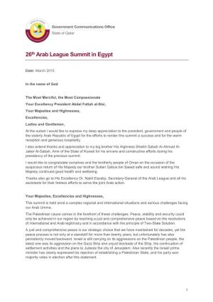 26Th Arab League Summit in Egypt