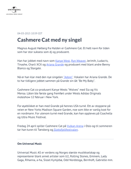 Cashmere Cat Med Ny Singel