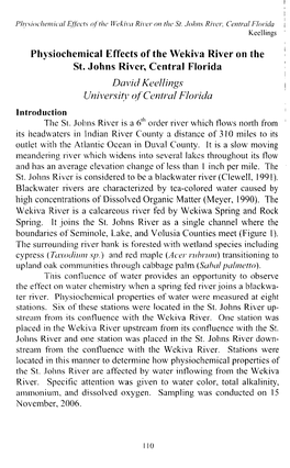 Physiochemtcal Effects of the Wekiva River On