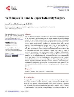 Techniques in Hand & Upper Extremity Surgery