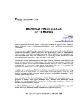 View Restaurant Patrick Guilbaud