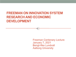 Freeman on Innovation System Research and Economic Development