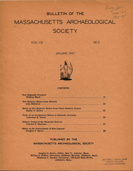 Bulletin of the Massachusetts Archaeological Society, Vol. 8, No