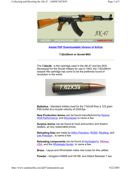 Adobe PDF Downloadable Version of Article 7.62X39mm Or Soviet M43