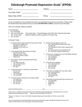 Edinburgh Postnatal Depression Scale (EPDS) Is a Valuable and Efficient Way of Identifying Patients at Risk for “Perinatal” Depression