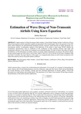 Estimation of Wave Drag of Non-Transonic Airfoils Using Korn Equation