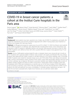 COVID-19 in Breast Cancer Patients: a Cohort at the Institut Curie Hospitals