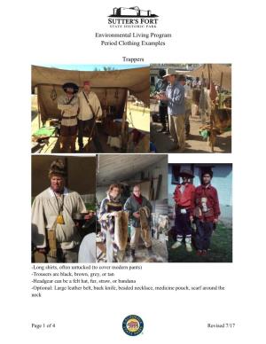 Environmental Living Program Period Clothing Examples Trappers