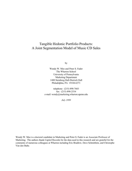 Tangible Hedonic Portfolio Products: a Joint Segmentation Model of Music CD Sales