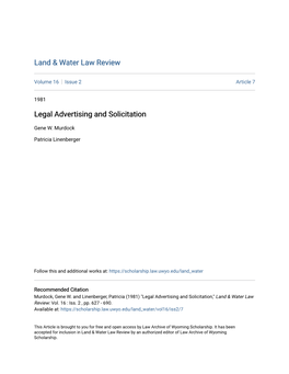 Legal Advertising and Solicitation