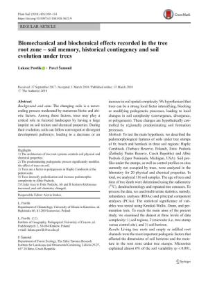 Biomechanical and Biochemical Effects Recorded in the Tree Root Zone – Soil Memory, Historical Contingency and Soil Evolution Under Trees