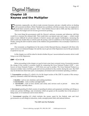 Chapter 10 Keynes and the Multiplier