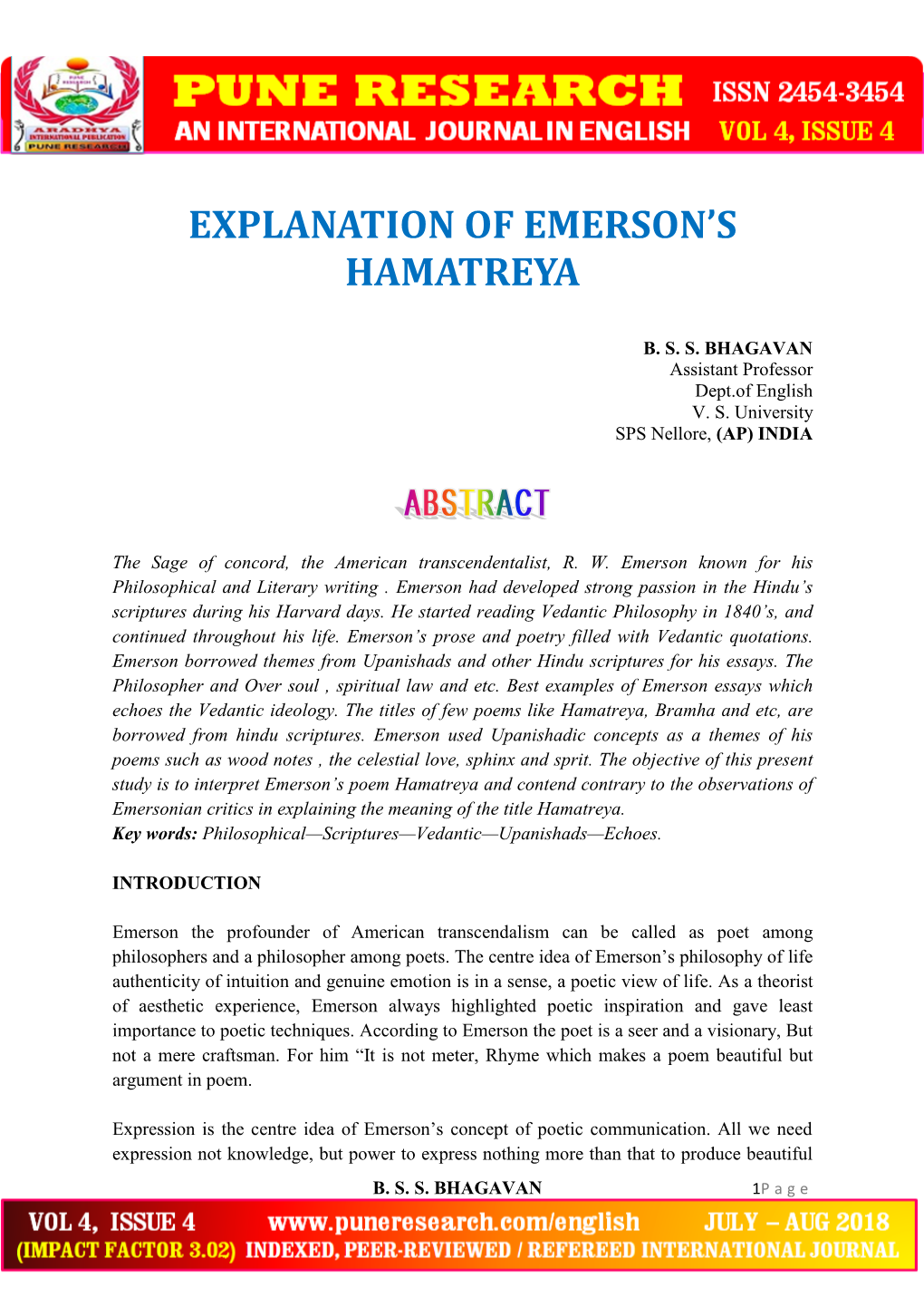 Explanation of Emerson's Hamatreya