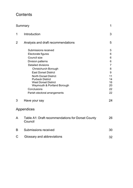 Draft Recommendations for Dorset County Council