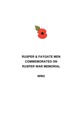 Rusper & Faygate Men Commemorated on Rusper