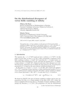 On the Distributional Divergence of Vector Fields Vanishing at Infinity